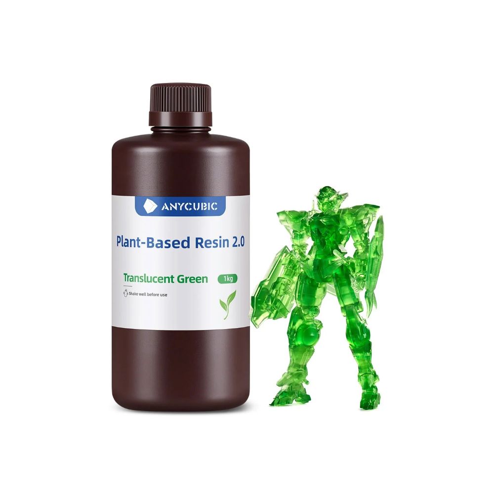 Anycubic Plant-Based Resin 2.0 1kg Translucent Green résine UV biosourcée biodégradable LCD