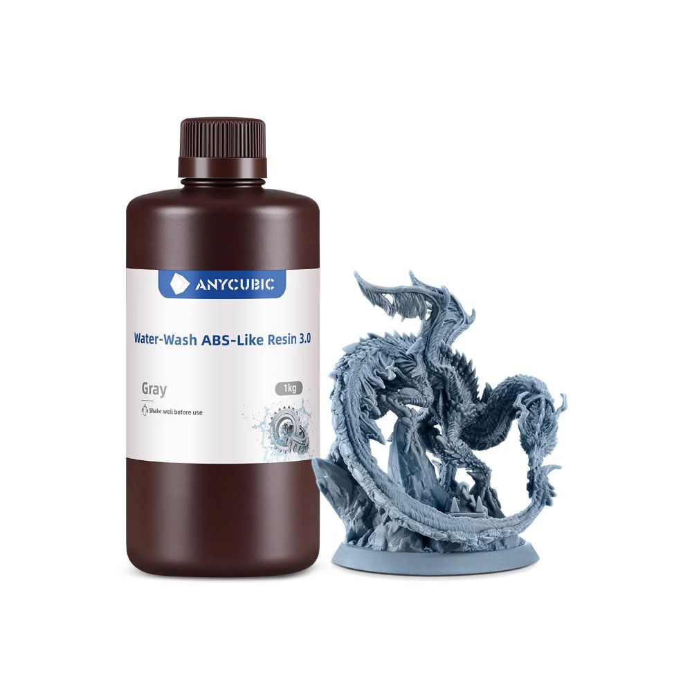 Anycubic Water-Wash ABS-Like Resin 3.0 1kg Gray résine LCD lavable eau post-production simplifiée