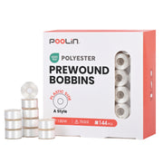 PooLin Canettes Pré-bobinées Blanches – Lot de 144 Type A | Polyester 60 WT