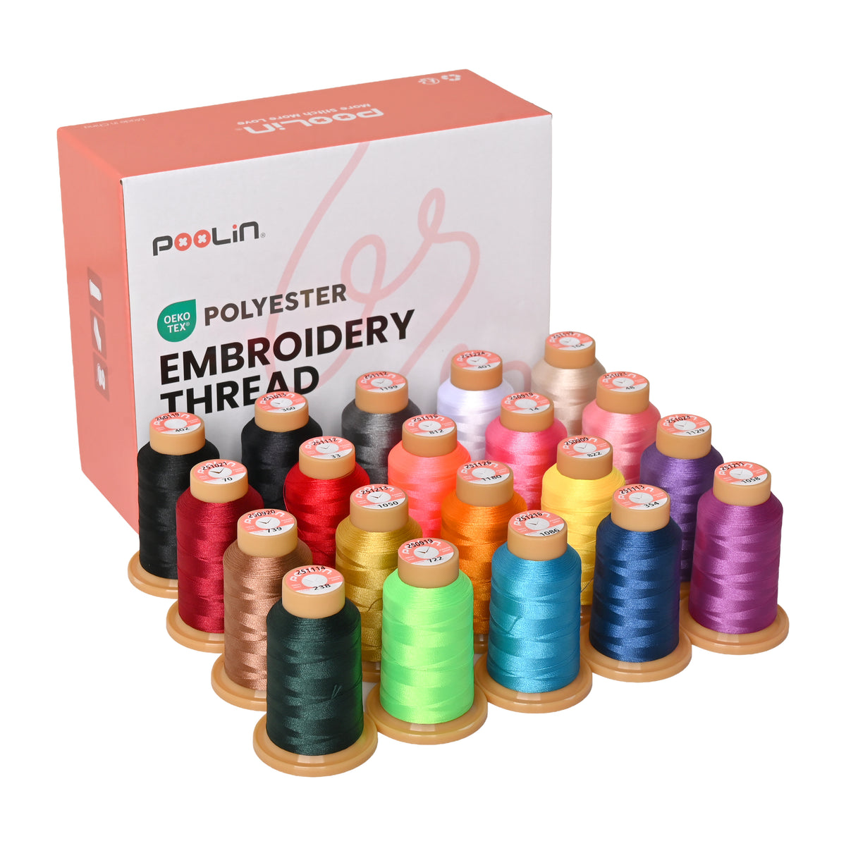 PooLin – Fil à broder 800 m – 20 coloris / Embroidery Thread 800 m – 20 Colors
