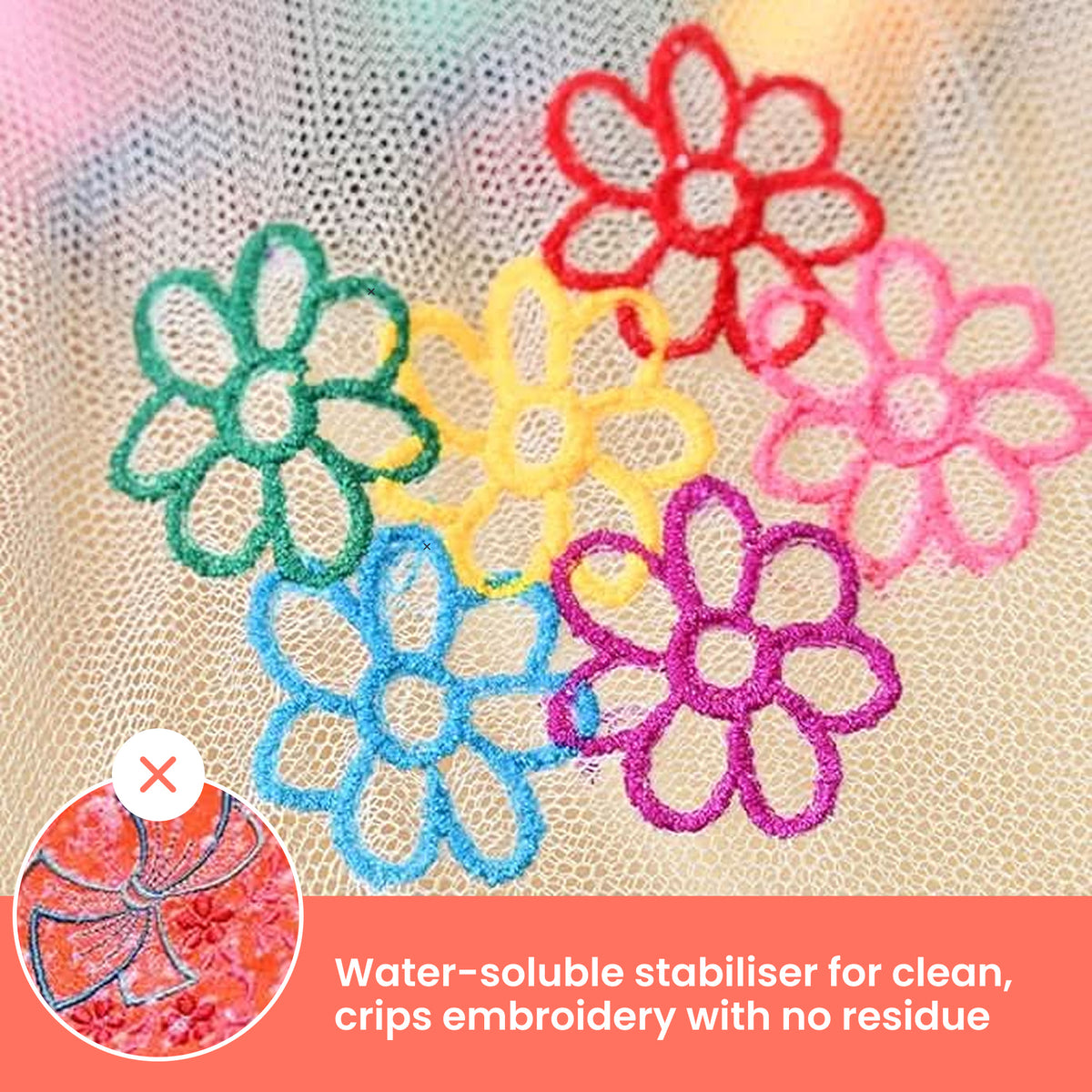PooLin sticky water soluble stabilizater Stabilisateur Hydrosoluble Adhésif pour Broderie – 10 Feuilles 21,5 × 27,9 cm | Wash Away Auto-Adhésif