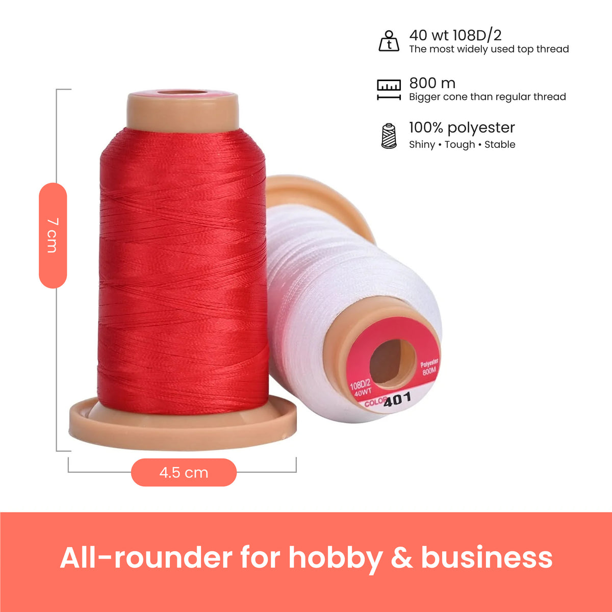 PooLin – Fil à broder 800 m – 20 coloris / Embroidery Thread 800 m – 20 Colors