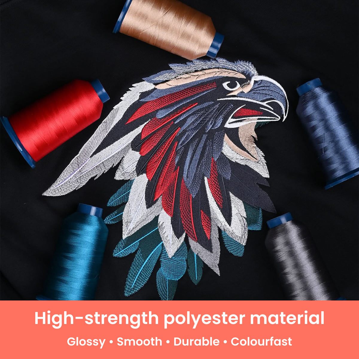 PooLin Fil à Broder Machine – 40 Bobines × 4 000 m | Polyester 40 WT Indélavable