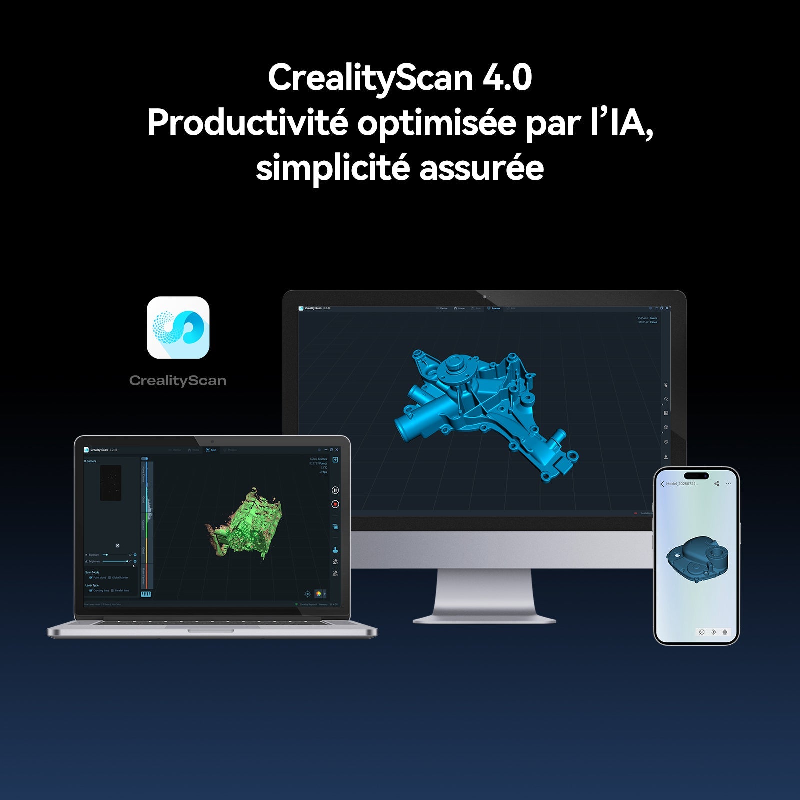 Creality Sermoon X1 — scan turbine pièce industrielle