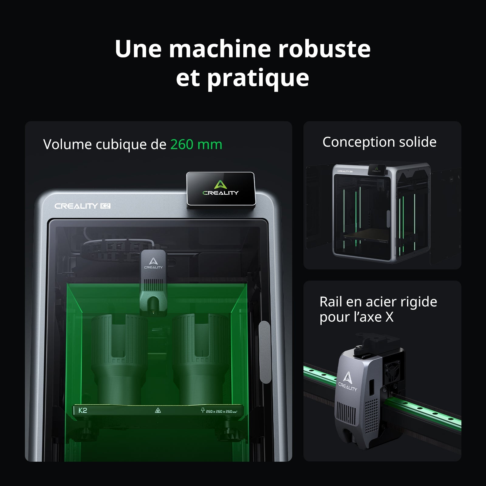 Creality K2 — silencieux ventilateurs dynamiquement équilibrés