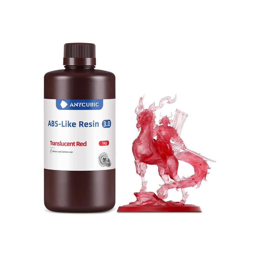 Anycubic ABS-Like Resin 3.0 1kg Translucent Red résine LCD photopolymère haute résistance