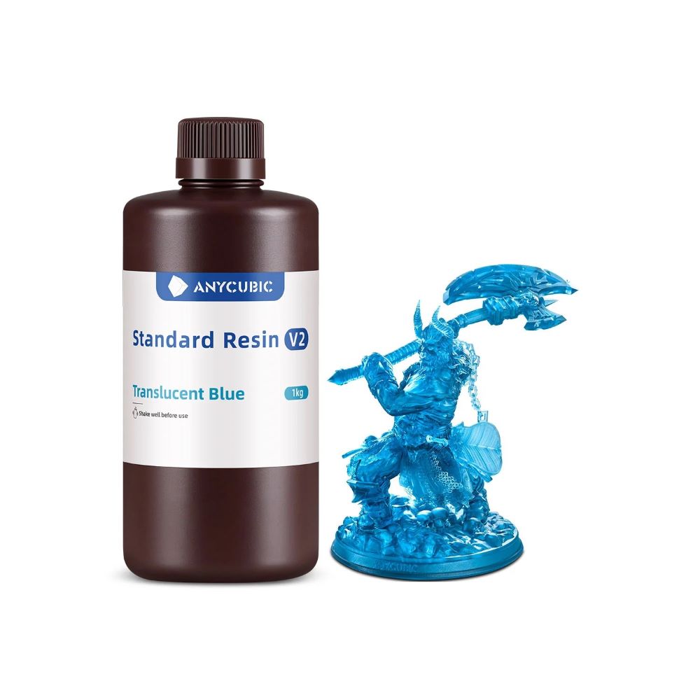 Anycubic Standard Resin V2 1kg Translucent Blue résine UV LCD polyvalente haute précision