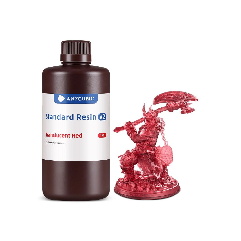 Anycubic Standard Resin V2 1kg Translucent Red résine UV LCD polyvalente haute précision