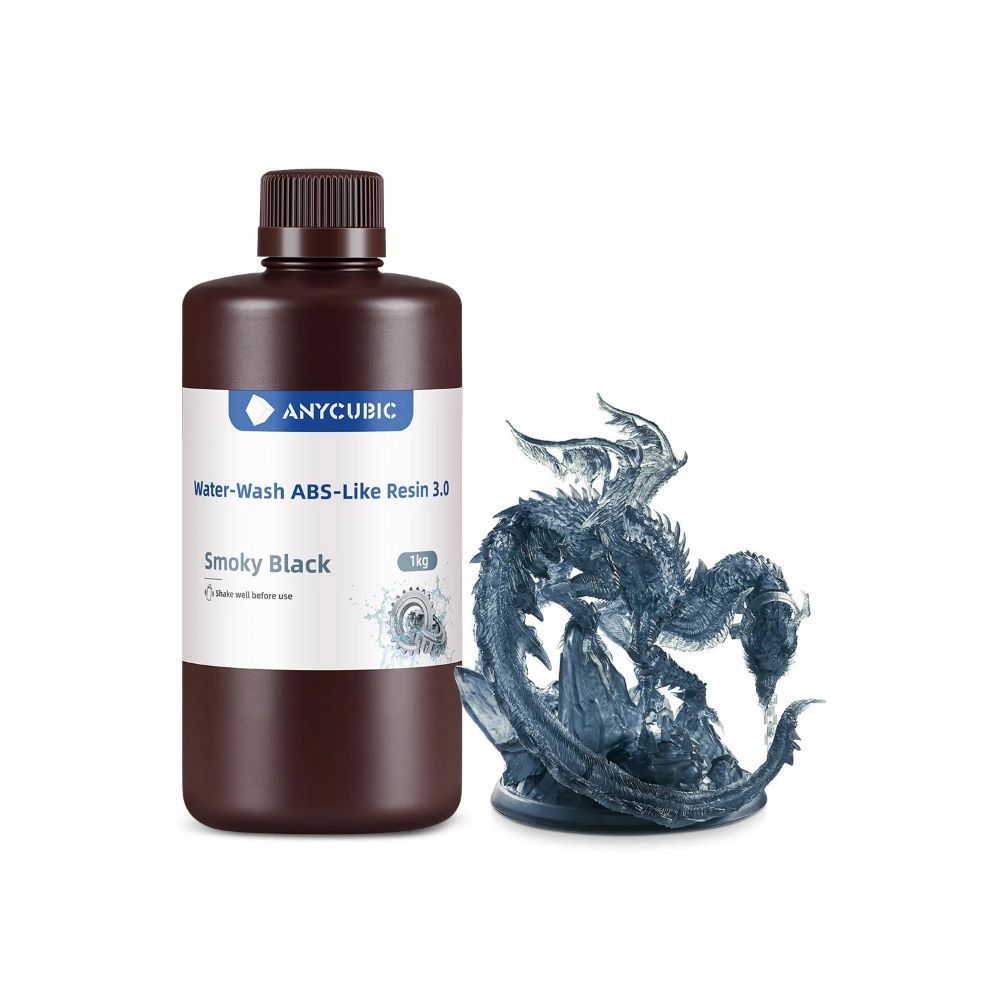 Anycubic Water-Wash ABS-Like Resin 3.0 1kg Smoky Black résine LCD lavable eau post-production simplifiée
