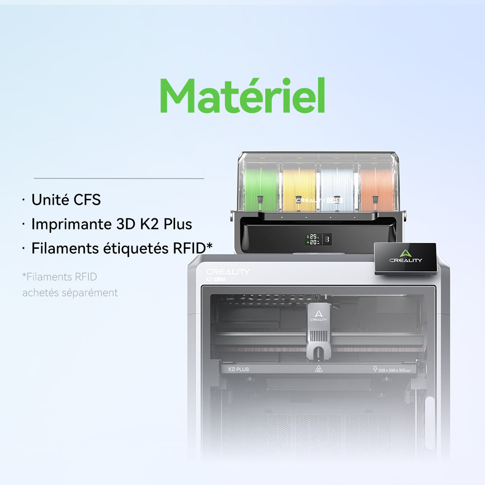 Creality K2 Plus — extrudeur Apus buse tri-métallique 350°C