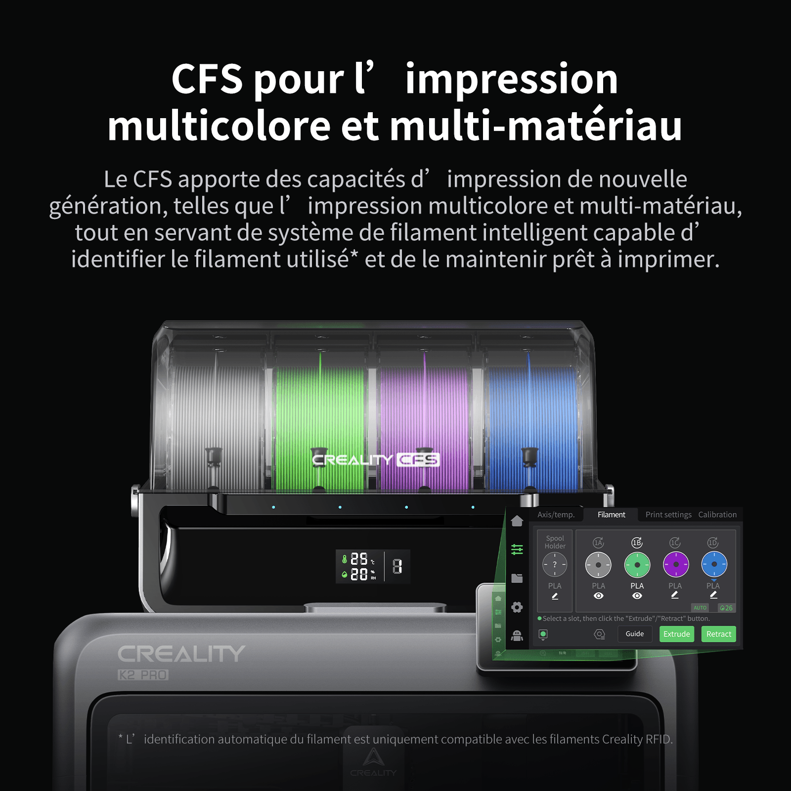 Creality K2 Pro — chauffage actif chambre 60°C