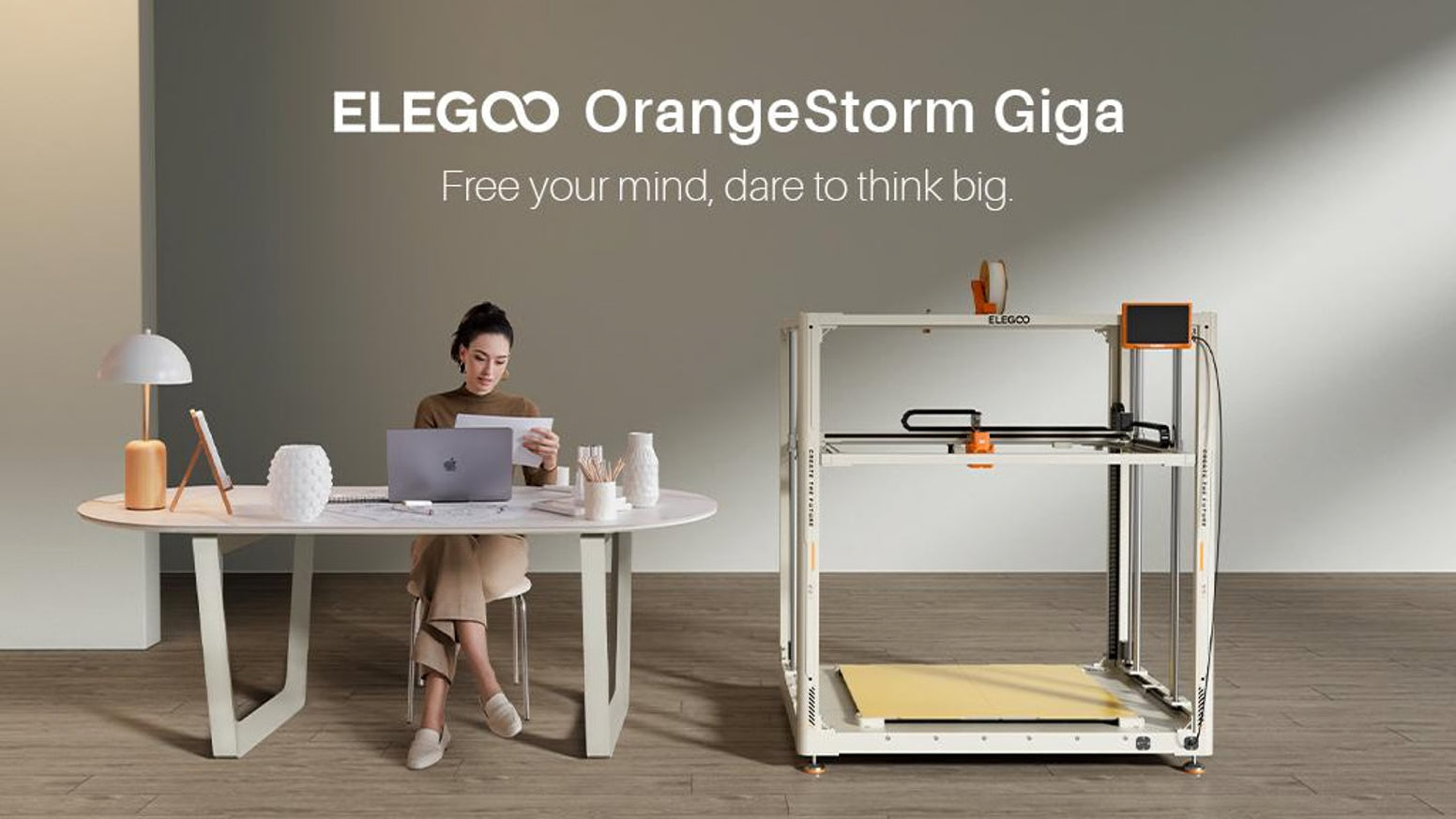Elegoo OrangeStorm Giga imprimante 3D FDM grand format vue d'ensemble – structure robuste — Smooth Color