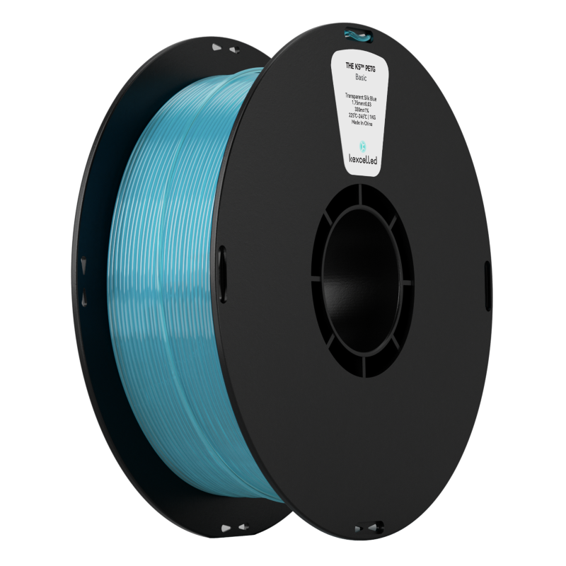 Filament PETG Kexcelled K5 bleu soie transparent – impression 3D 1,75mm 1kg — Smooth Color