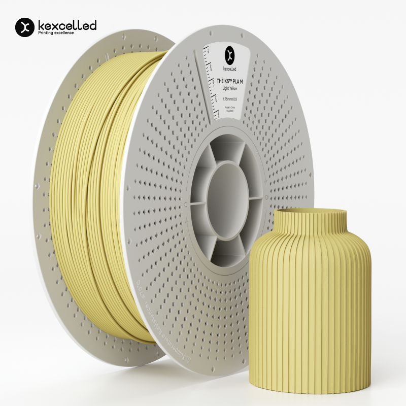 Filament PLA mat Kexcelled K5M jaune clair finition matte – impression 3D 1,75mm 1kg — Smooth Color