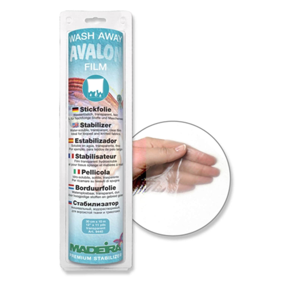 Madeira wash away Avalon film – Stabilisateur hydrosoluble de broderie – 30 cm × 10 m