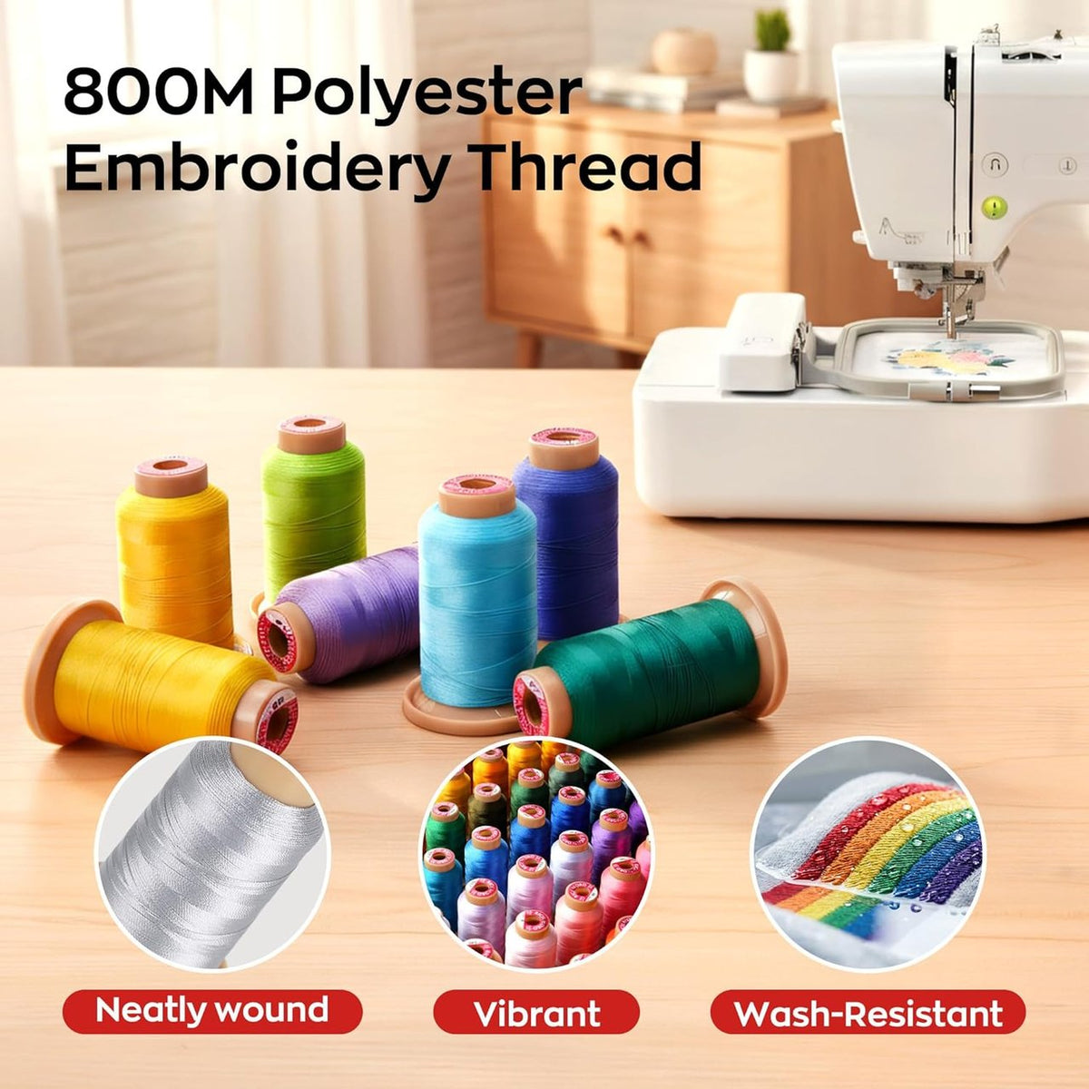 PooLin – Fil à broder 800 m – 20 coloris / Embroidery Thread 800 m – 20 Colors