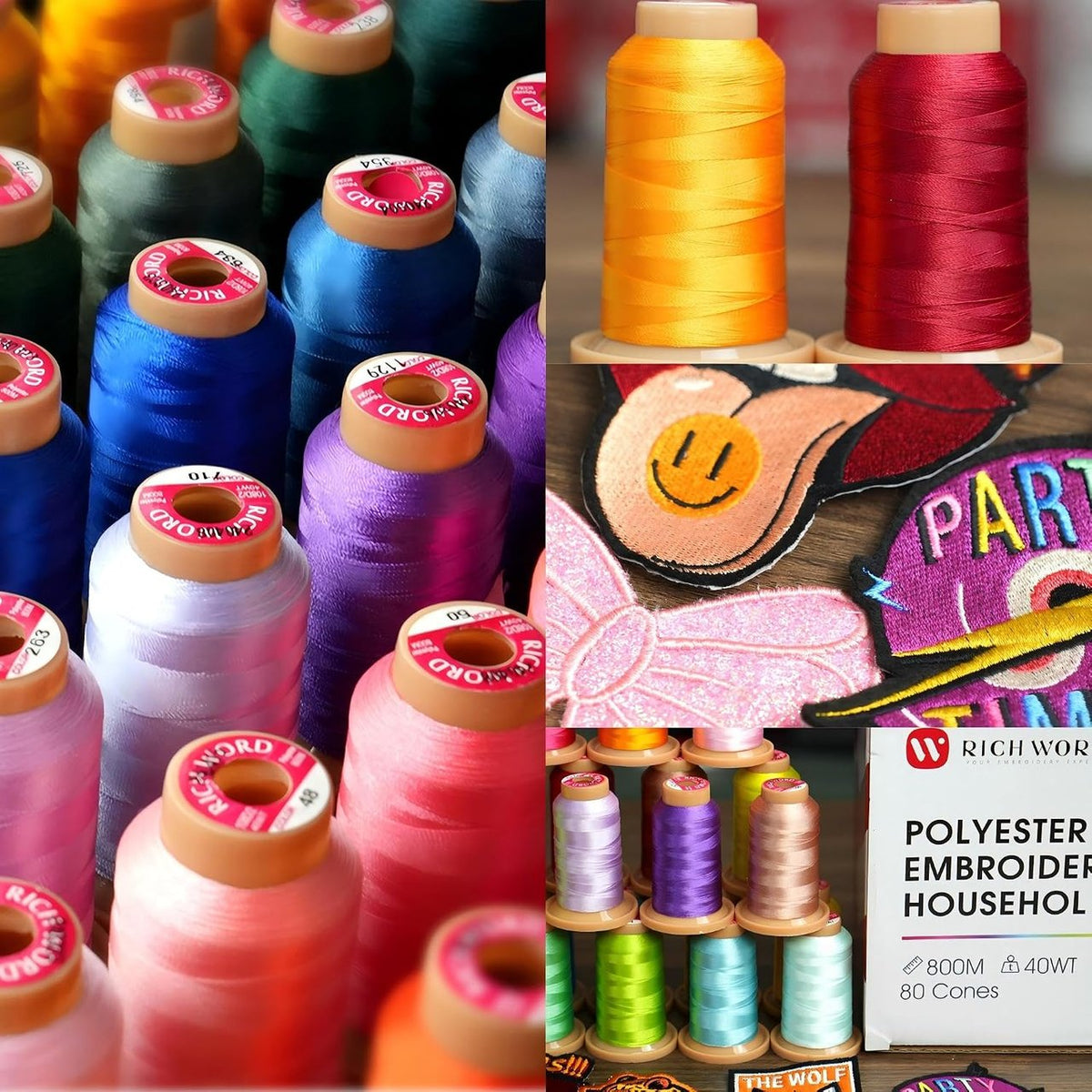 PooLin – Fil à broder 800 m – 20 coloris / Embroidery Thread 800 m – 20 Colors
