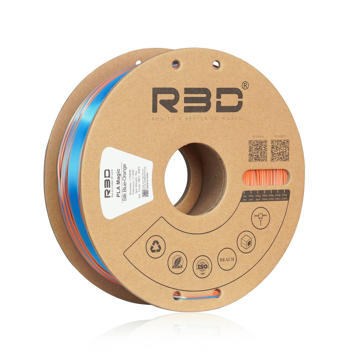 R3D PLA Magic Silk Dual Color Blue-Orange 1.75mm 1KG