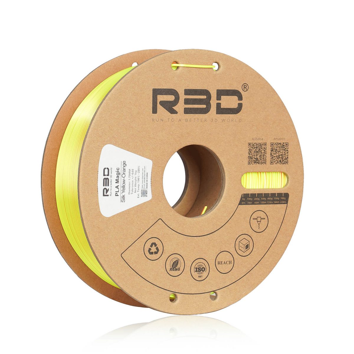 R3D PLA Magic Silk Dual Color Yellow-Orange 1.75mm 1KG