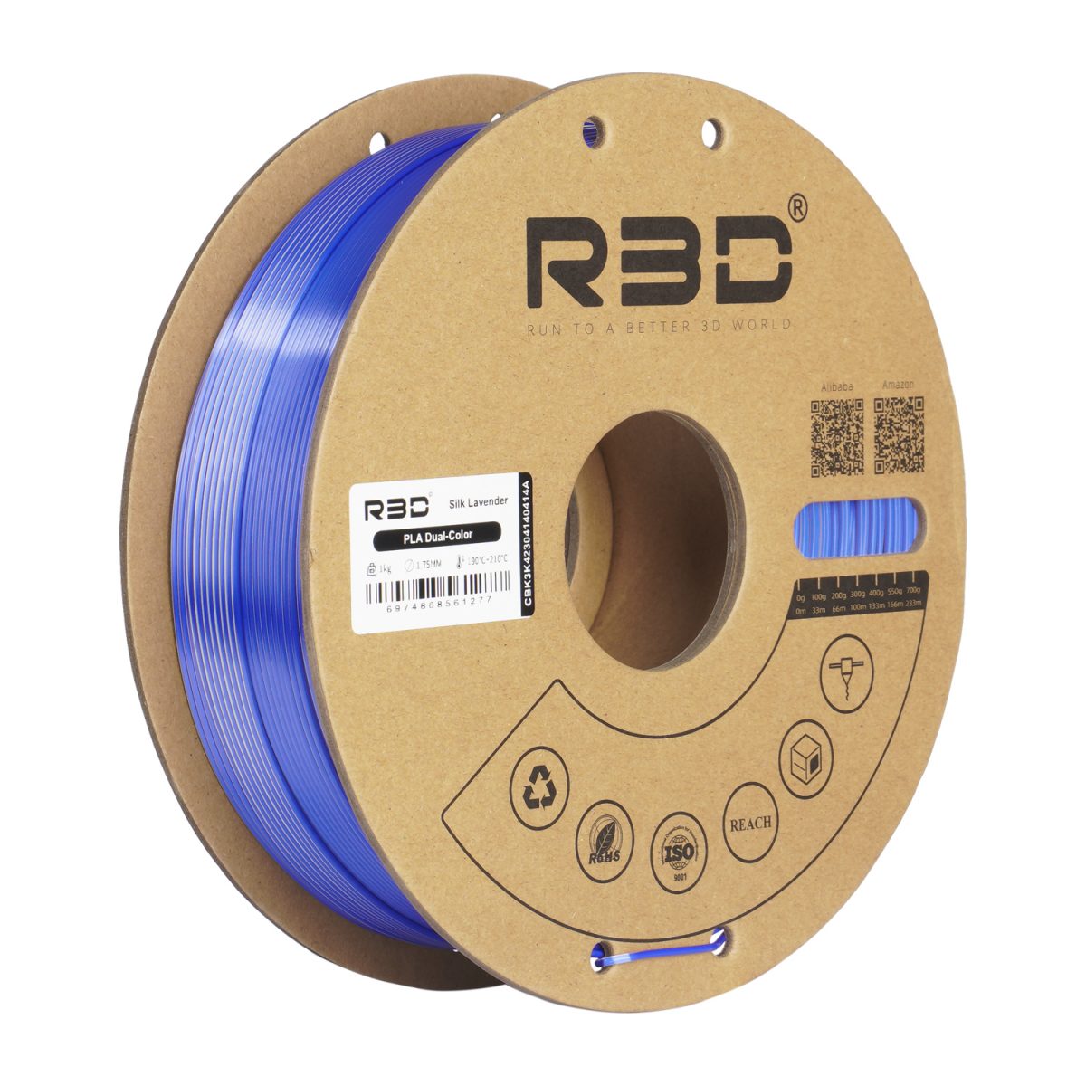 Filament PLA bicolore soyeux R3D Magic Silk lavande – reflets changeants impression 3D 1,75mm 1kg — Smooth Color