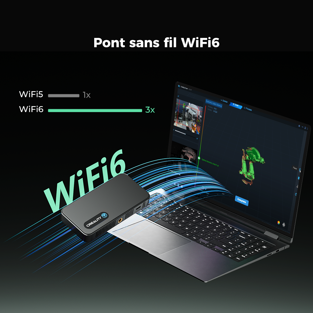 Scan sans marqueurs adhésifs Creality CR-Scan Ferret Pro — suivi géométrie et texture automatique