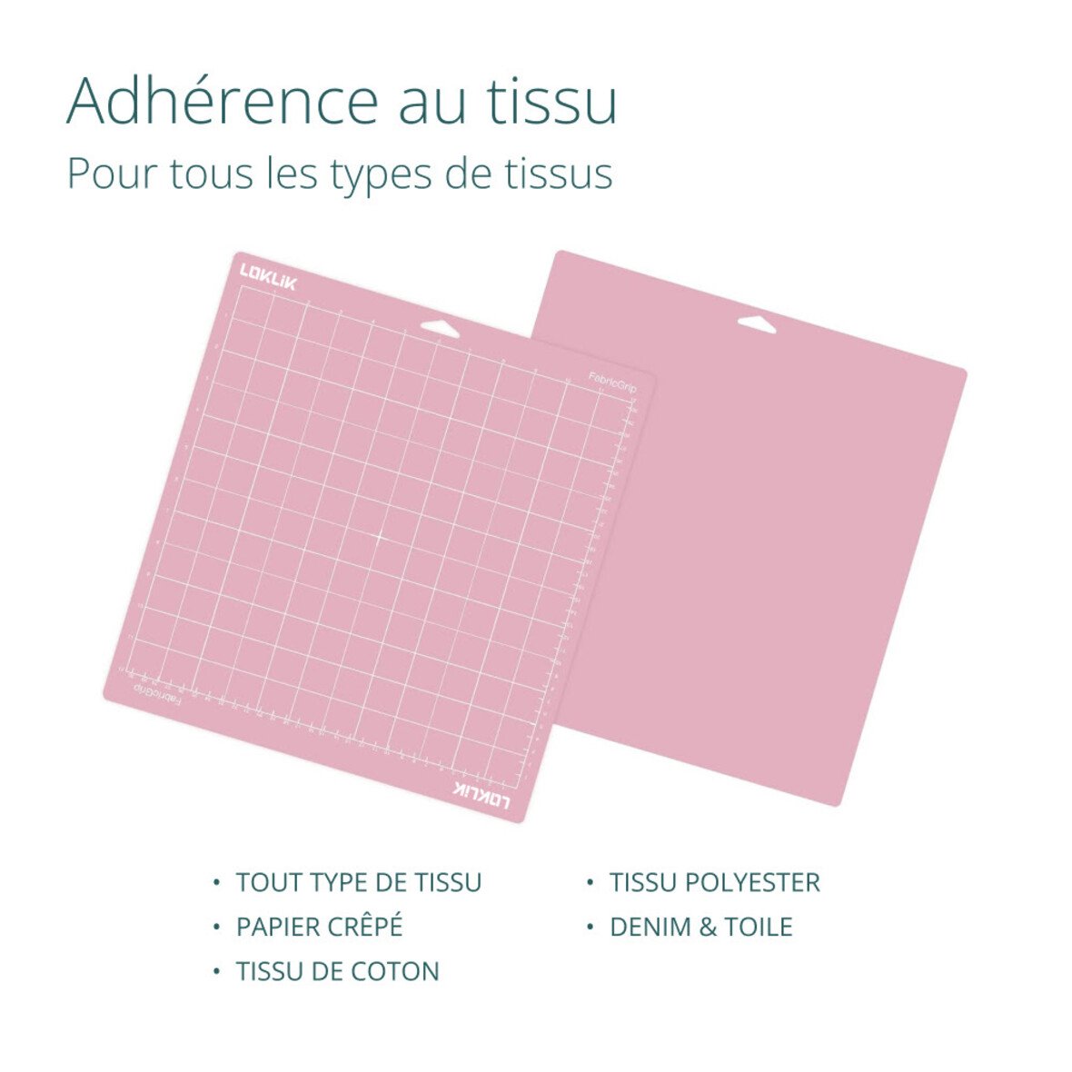LOKLiK Tapis de Coupe Rose Fabric Grip — tissus compatibles