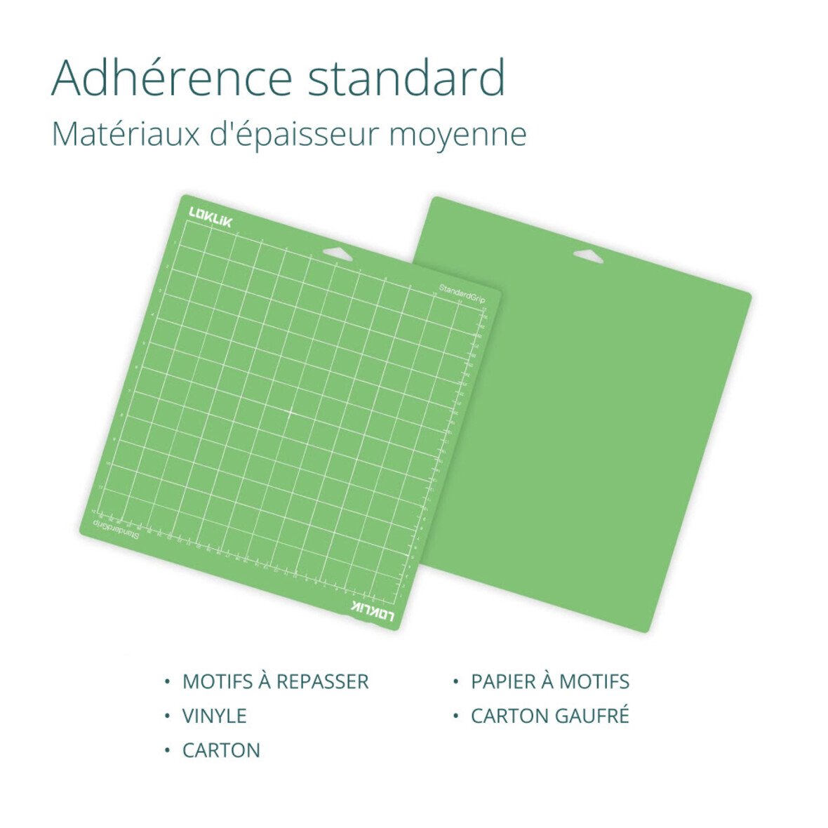LOKLiK Tapis de Coupe Vert Standard Grip — matériaux compatibles