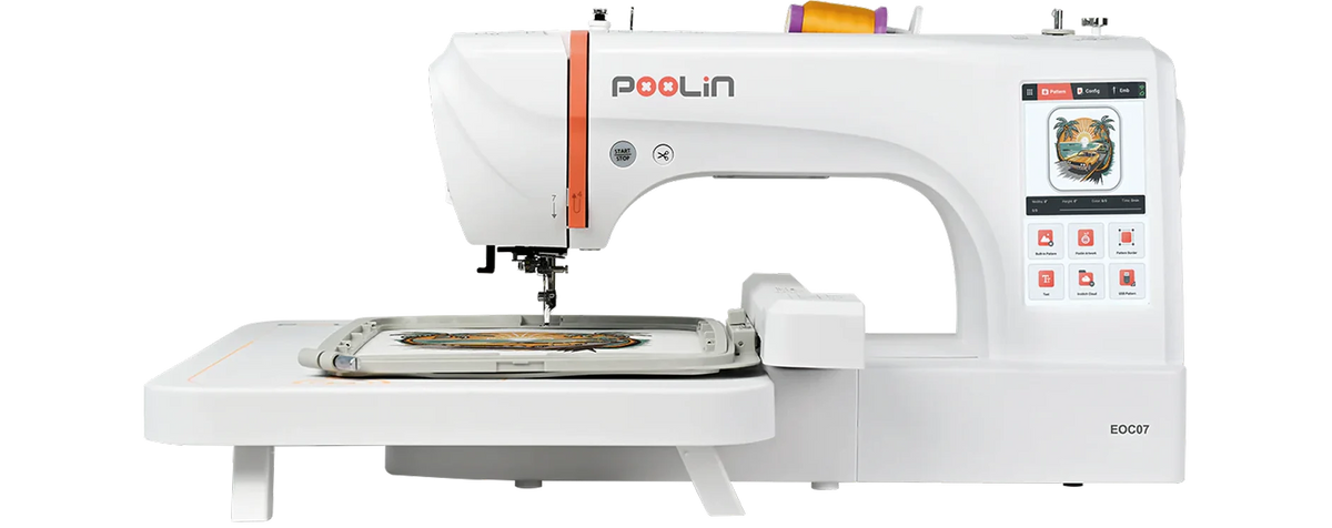 PooLin EOC07 — Machine à Broder Informatisée | Grand Cadre 20×38 cm