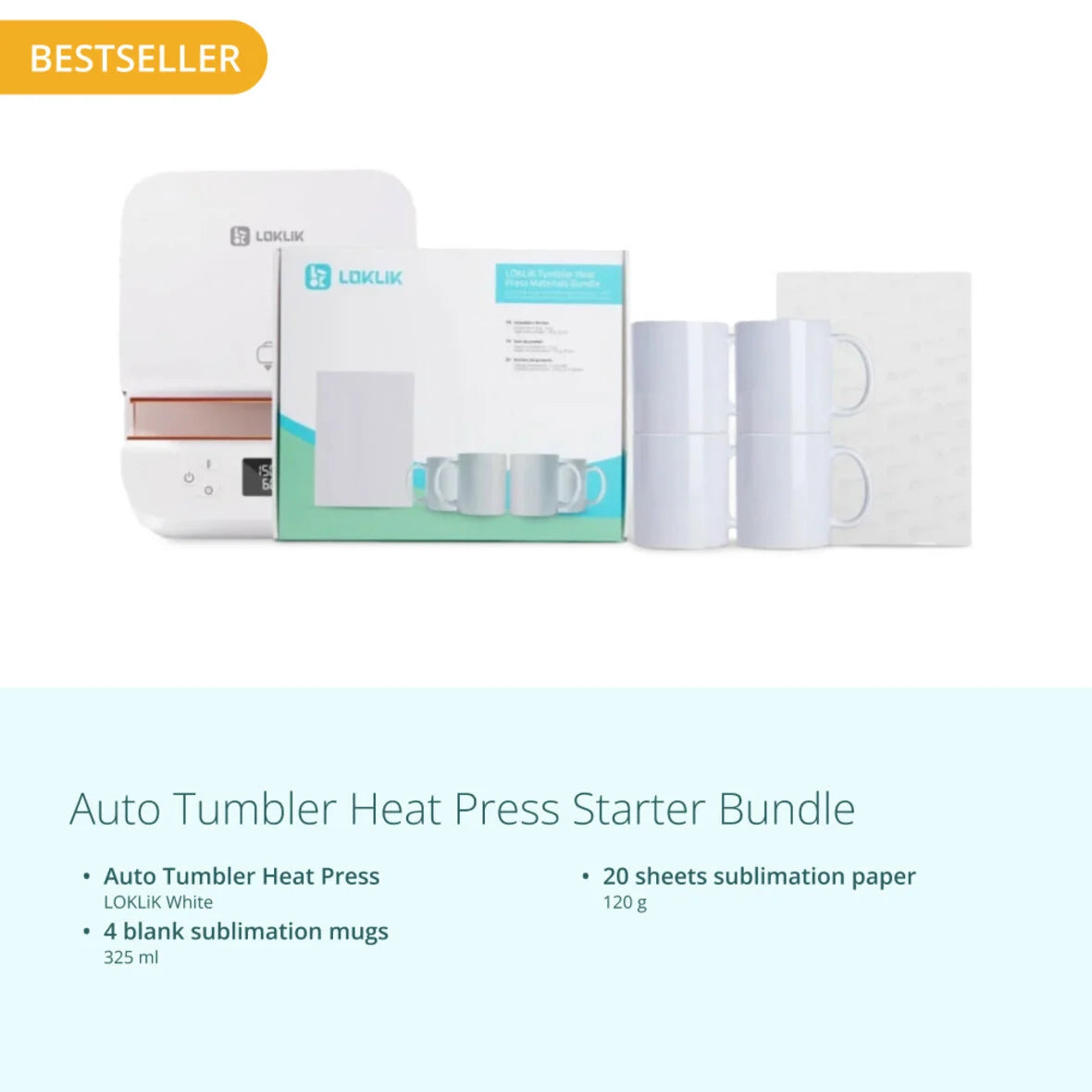 LOKLiK Auto Tumbler Heat Press + Starter Pack