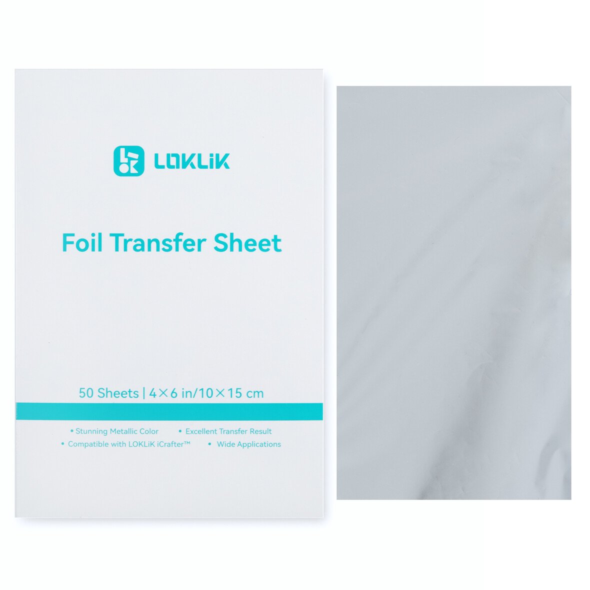 LOKLiK Feuilles de Transfert Argent — lot de 50 — vue principale