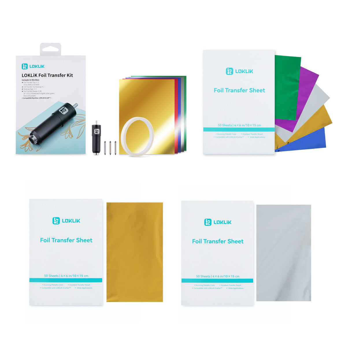 LOKLiK Feuilles de Transfert Argent — lot de 50 — vue 2