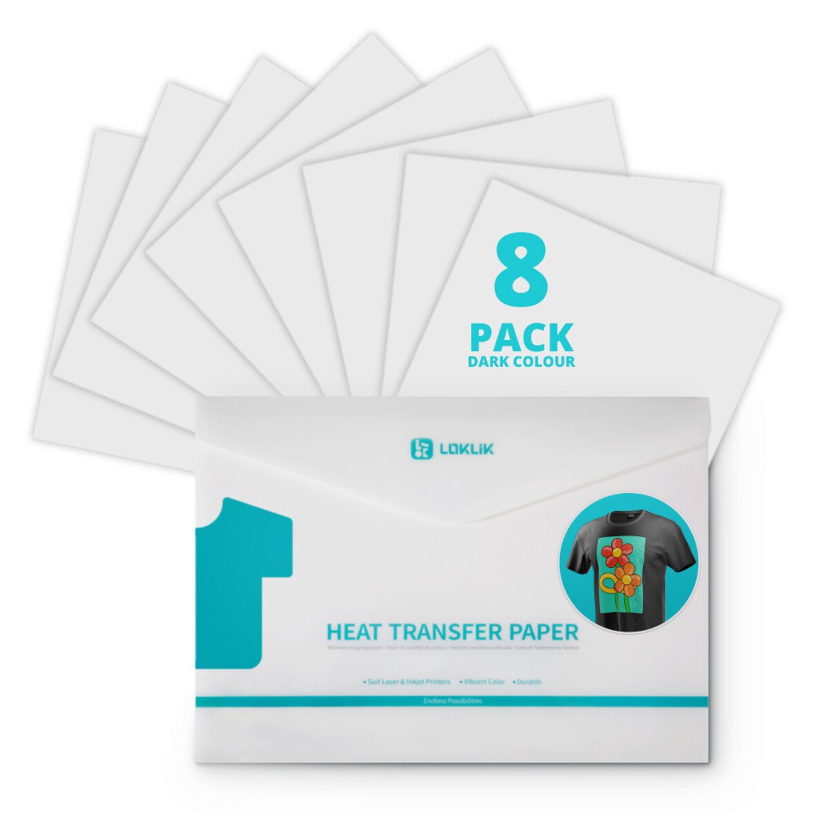 LOKLiK Papier Transfert Thermique Foncé — 8 feuilles — vue principale