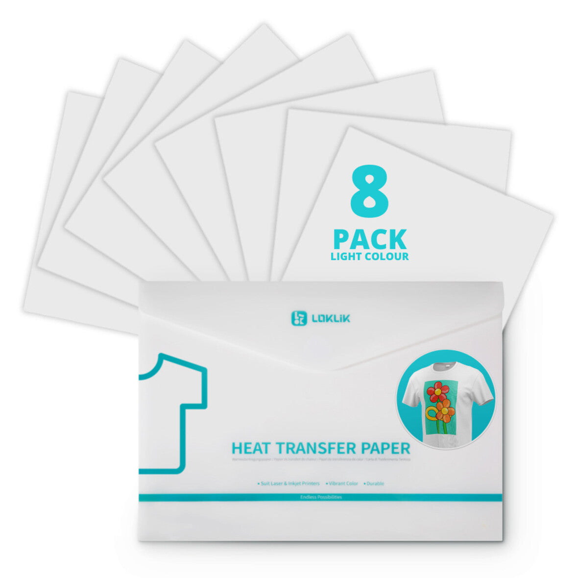 LOKLiK Papier Transfert Thermique Clair — 8 feuilles — vue principale