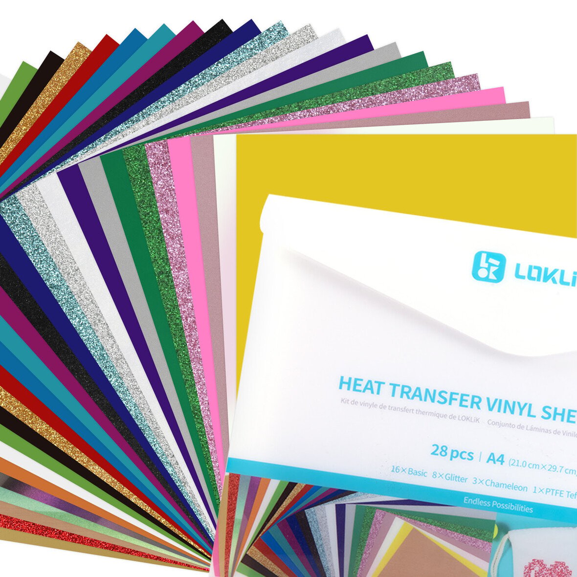 LOKLiK HTV pailleté 8 couleurs rose rouge vert bleu clair noir blanc argent or