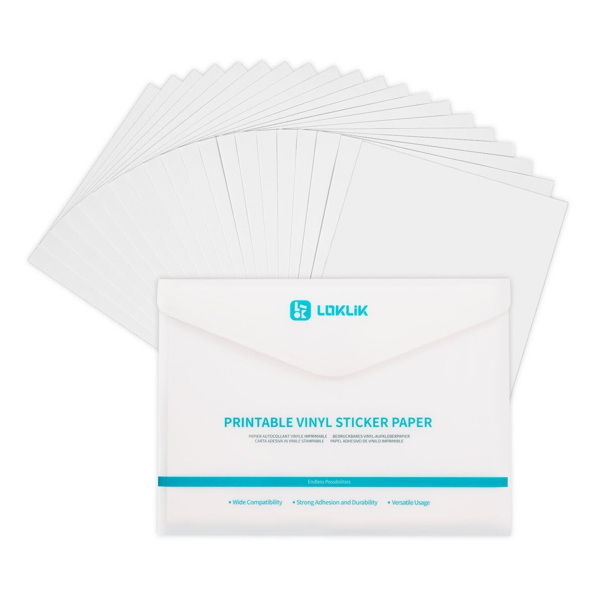 LOKLiK Papier Autocollant Vinyle Imprimable Mat A4 — 20 feuilles — vue principale
