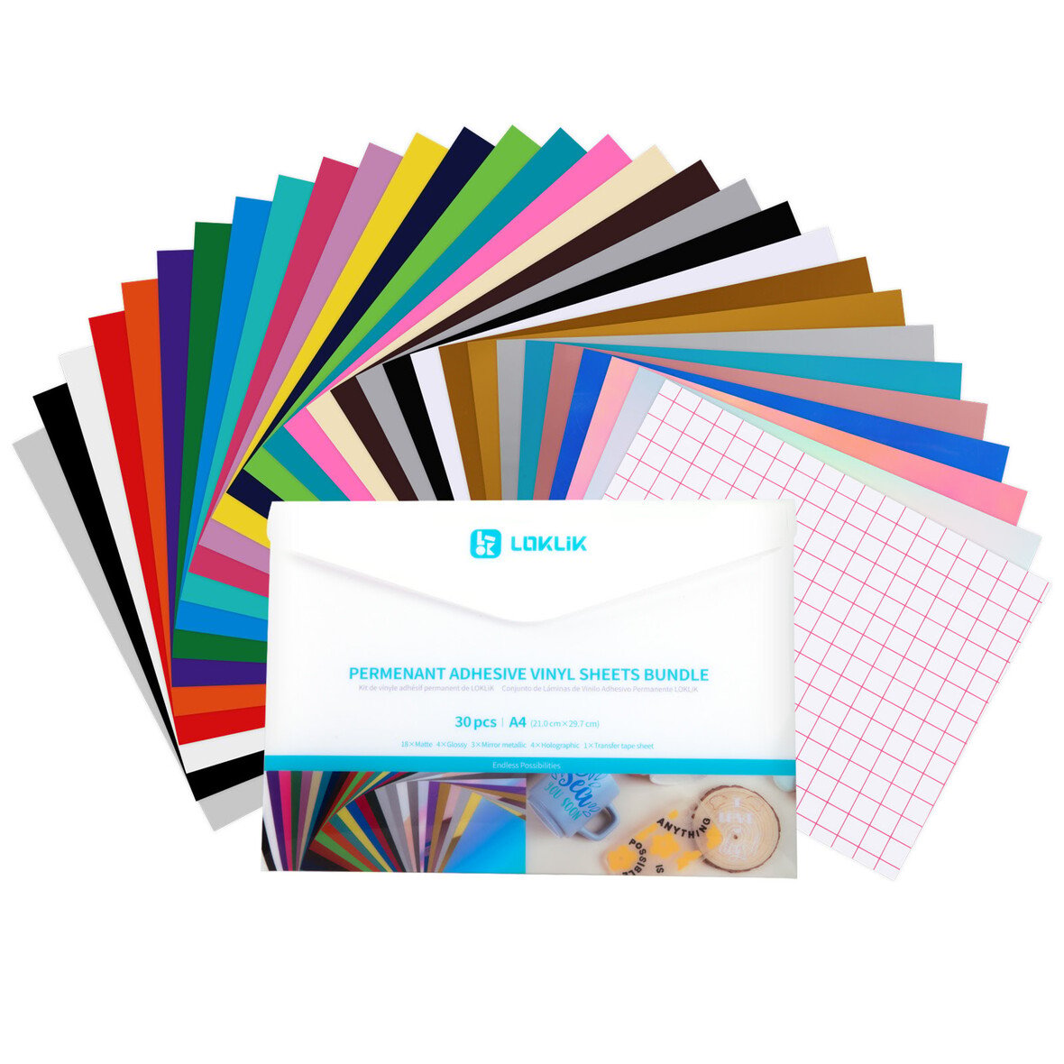 LOKLiK Vinyle adhésif permanent mat 18 couleurs fuchsia rose rouge orange