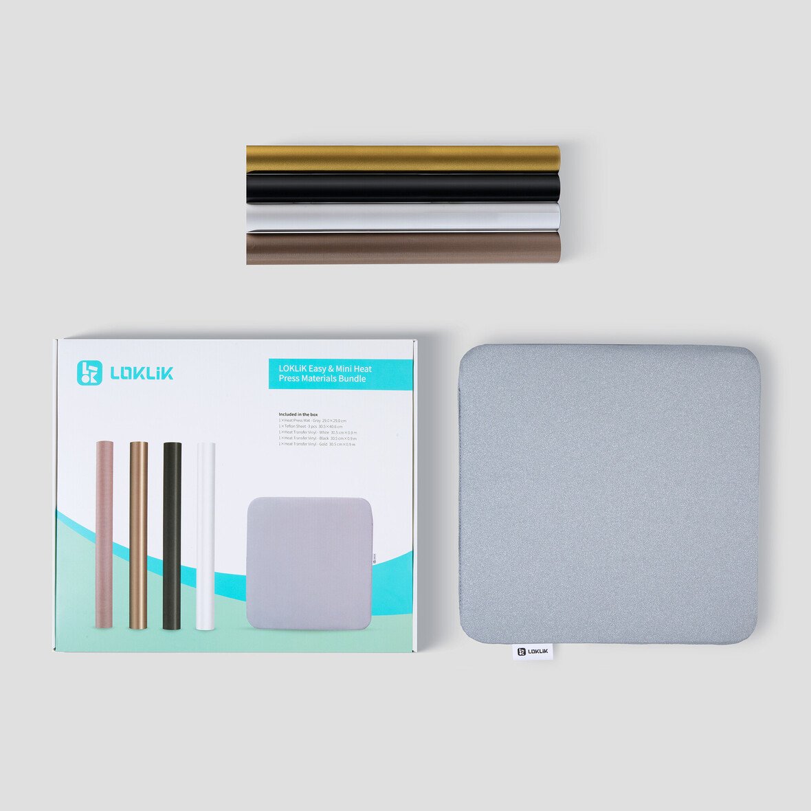 LOKLiK Starter Pack Mini Easy tapis presse à chaud gris 29x29cm