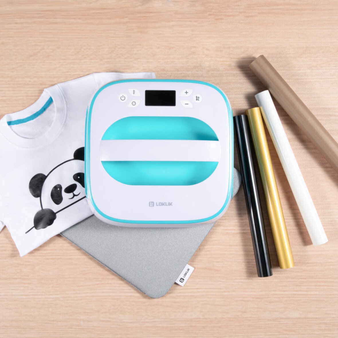 LOKLiK Easy Heat Press t-shirt panda motif HTV noir personnalisation
