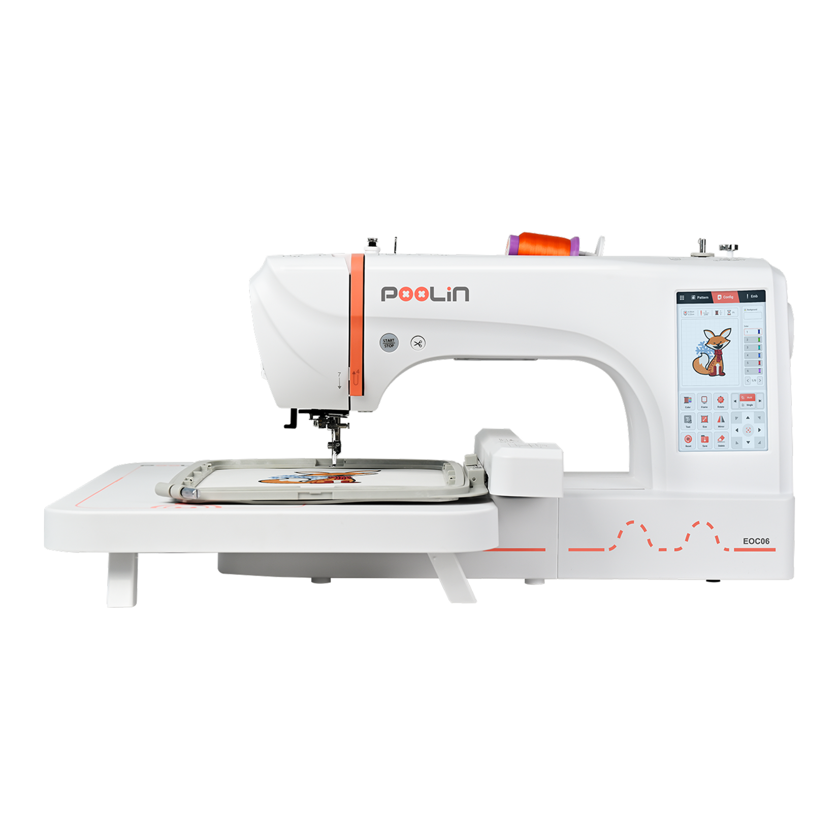 PooLin EOC06 machine a broder electronique vue principale blanche ecran tactile 7 pouces
