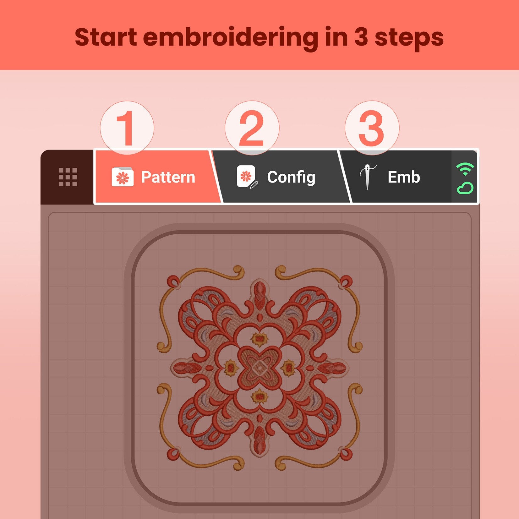 PooLin EOC06 machine a broder - connectivite WiFi et USB transfert motifs