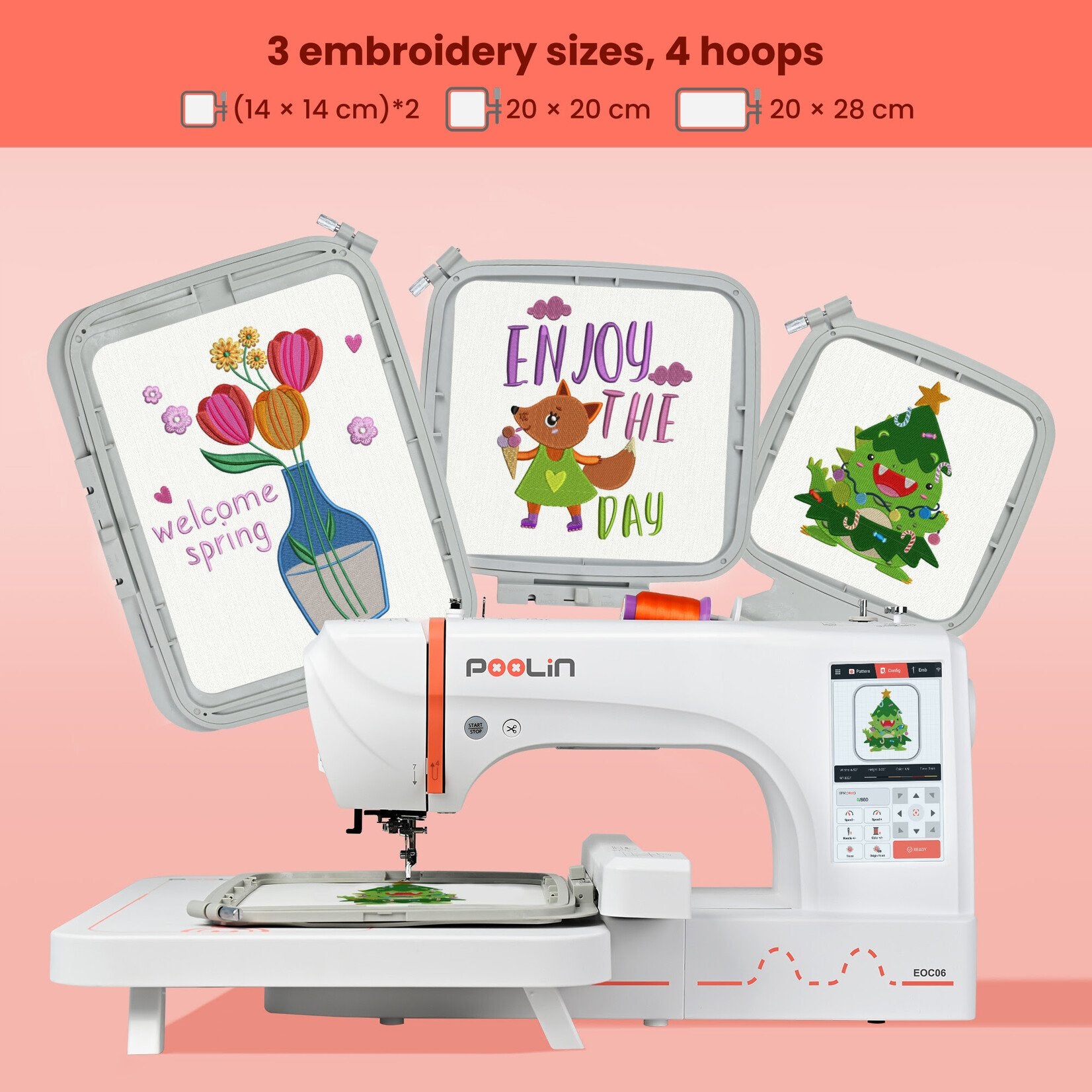 PooLin EOC06 machine a broder - vue compacte avec plaque de travail