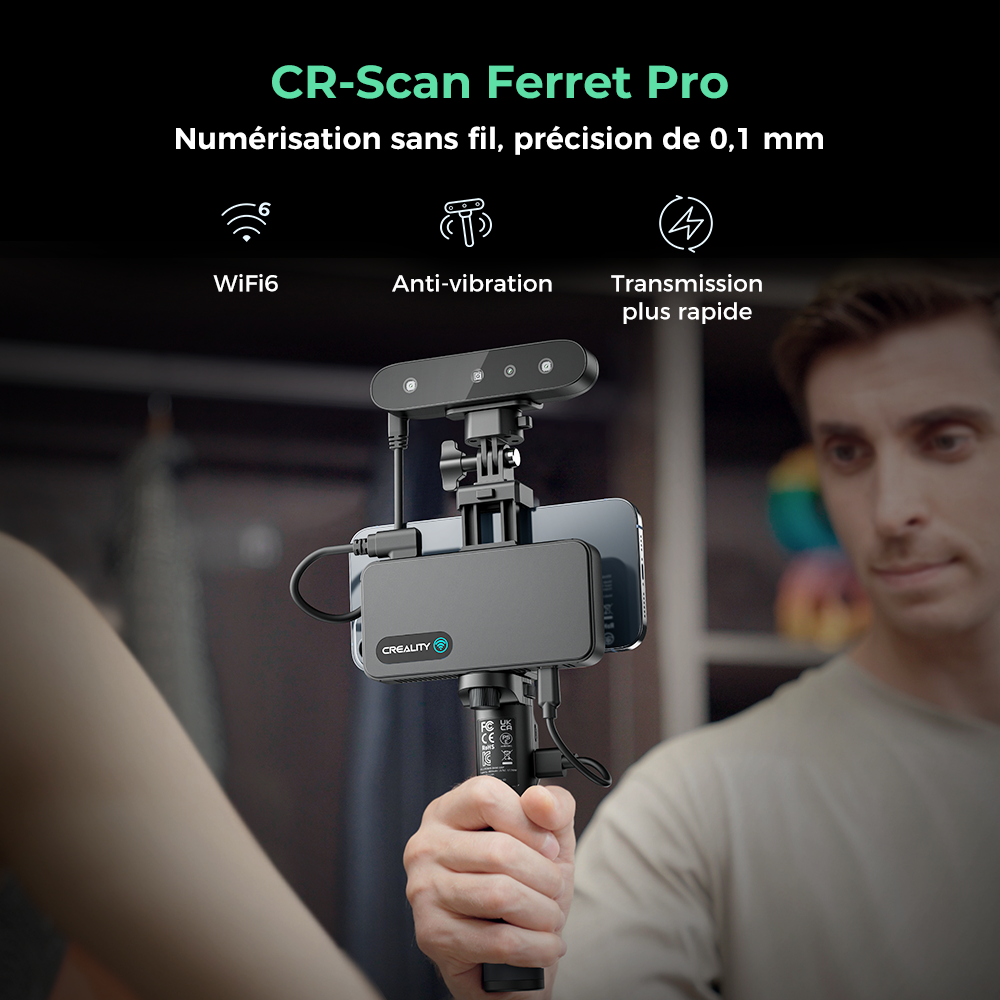 Creality CR-Scan Ferret Pro 175g — scanner 3D compact connexion USB-C smartphone ou PC