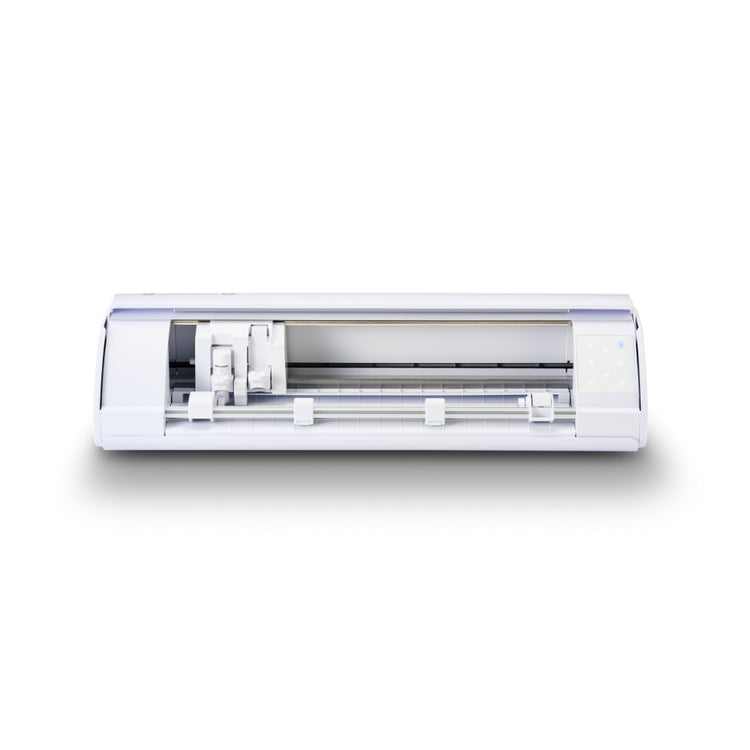 Silhouette Cameo 5 Alpha blanc ouvert — double chariot et mécanisme de découpe visible